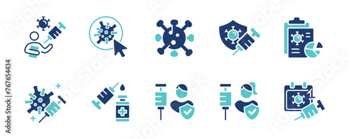 virus vaccination syringe icon set coronavirus immunity injection vaccine treatment medicine health care vector illustration