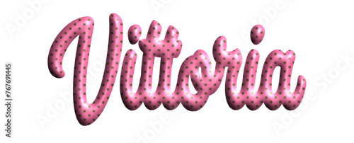 Vittoria - pink color with dots, fabric style -name - three-dimensional effect tubular writing - Vector graphics - Word for greetings, banners, card, prints, cricut, silhouette, sublimation 