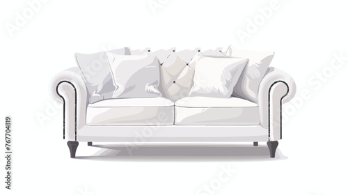 Vector illustration of white sofa with two pillows. 