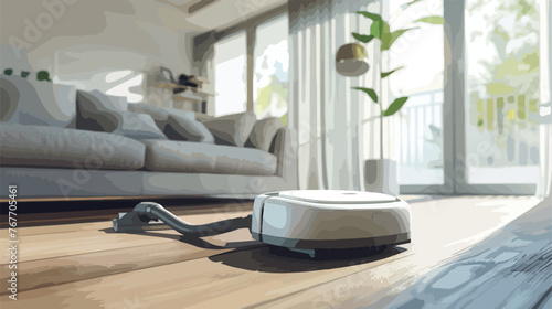 White Miele Power Line Eco Line vacuum cleaner on a wood 
