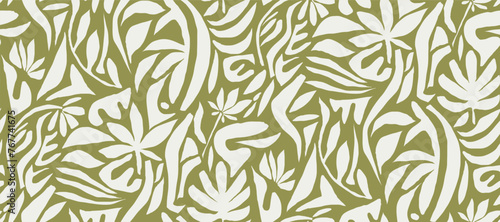 Minimalist abstract seamless pattern illustration.African organic plant shape simple boho ornament