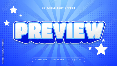 Blue and white preview 3d editable text effect - font style