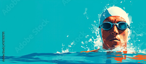 Ilustración de cara de nadador con gorro y gafas