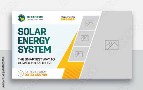 Green energy, eco world, bioenergy, solar power, electrical vehicle, eco-friendly youtube thumbnail and web banner template design
