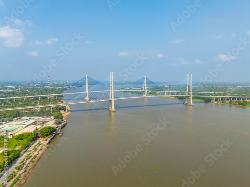 My Thuan Bridge and My Thuan 2 Bridge in Vinh Long Province, Vietnam, Tien Giang River