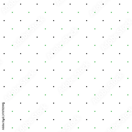 Mini black and green seamless polka dot pattern vector, White background. Christmas theme