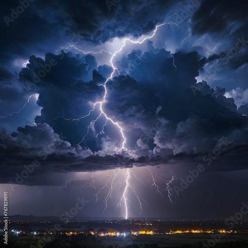 Lightning bursts illuminate night sky, evoking awe