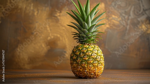 Pineapple, a tropical fruit known for its sweet-tangy flavor and spiky exterior. Its juicy yellow flesh is rich in vitamins, perfect for snacks or adding zest to dishes. 