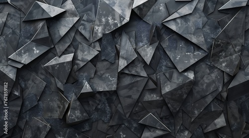 "A Dark Gray Wall Made of Many Triangular Blocks"