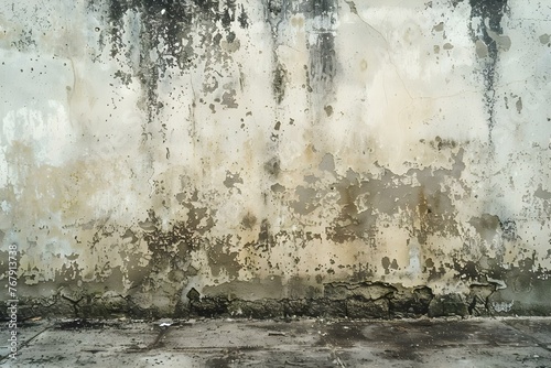 Health Hazard: Black Mold Growth on Wall from Water Damage After Flooding. Concept Health Hazard, Black Mold Growth, Water Damage, Flooding, Wall Contamination