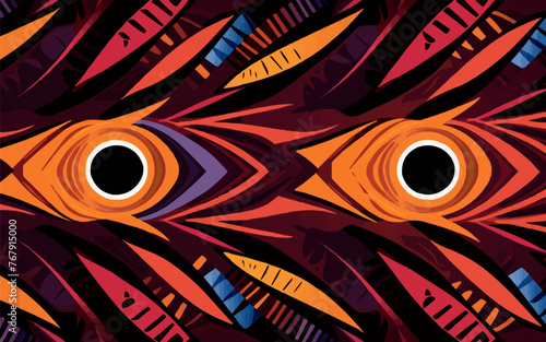 The image is a colorful and abstract representation of two eyes