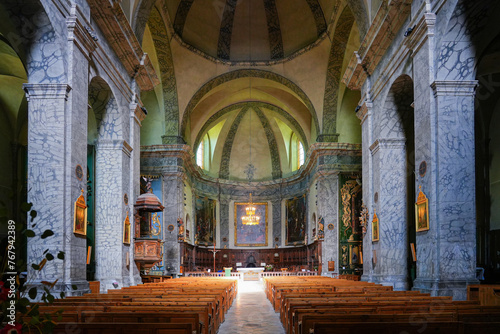 Nave of the Collegiate Church of Our Lady and Saint Nicholas of BrianÃ§on in the fortified old town built by Vauban in the French Alps