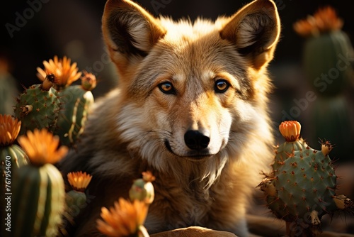 Adaptable coyote in the desert at dusk., generative IA