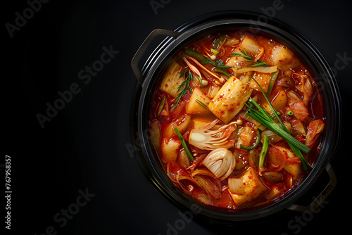 Realistic advertising shot a kimchi stew hot 