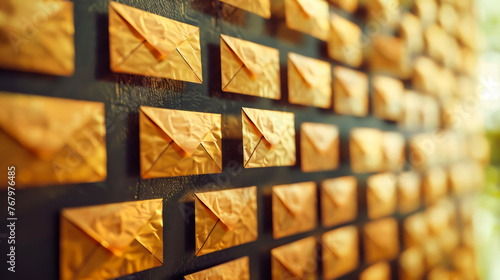 Artistic Copper Envelopes Wall Installation
