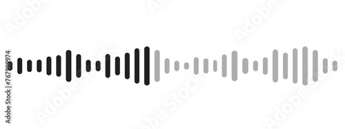 Sound wave decibel audio record simple voice message icon isolated on white background. Podcast player, music track