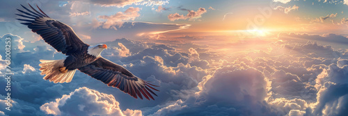 Eagle flying over clouds