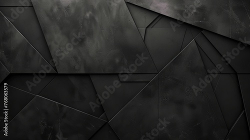 Bold angular shapes in abstract dark panel design. Dramatic texture interplay in modern backdrop. Contemporary dark angular panel arrangement with textured detail.