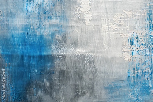 Gray and Blue Background Texture Painted on Artistic Canvas.