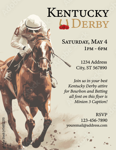Kentucky Derby Party Event Jockey Invitation Flyer Poster