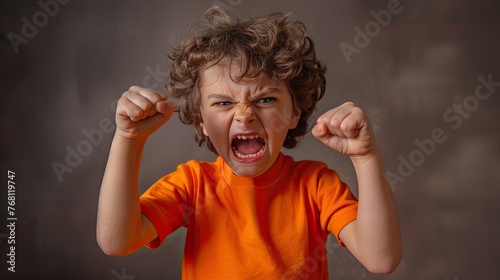 Fiery fury: Child's face flushes with anger, fists clenched in frustration.