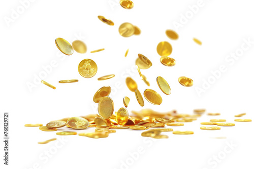 A cascade of gold coins spills into the air in a mesmerizing display of wealth and opulence