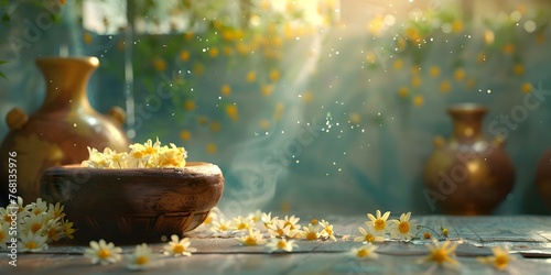 Discover the rejuvenating benefits of an Ayurvedic massage with traditional techniques and natural elements for a holistic wellness experience. Concept Ayurvedic Massage, Traditional Techniques