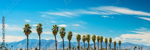 Desert Oasis: Palm Trees Against Blue Sky