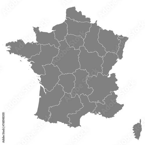 Outline of the map of France with regions