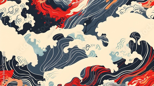 Oriental Japanese style of wave in abstract illustration.