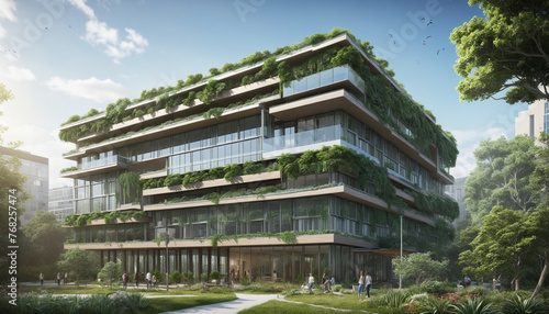 Green, sustainable and ecological building with plants 