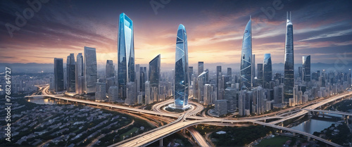Smart city, society 5.0, digital city concept. Digital Infrasturcture. 