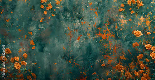 abstract image of a flower greenish blue and orange color