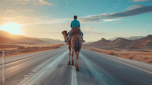 pessoa andando de camelo pelas estradas