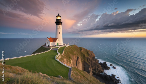 light tower with magical landscape at baltic sea