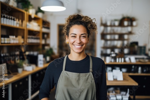 Portrait of a young woman in a herbal shop