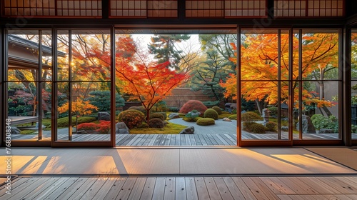 Traditional Japanese Garden View from Tatami Room