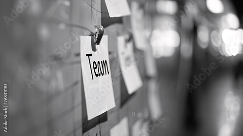 Scrum Agile business board with a sticky note with the word "Team"