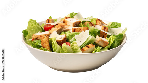 Chicken salad with caesar is isolated on a transparent background