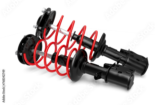 Automotive Shock Absorber 3D Render on Transparent Background