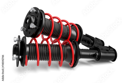 Automotive Shock Absorber 3D Render on Transparent Background