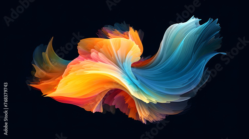 Digital technology gradient fishtail wave abstract graphic poster web page PPT background with generative