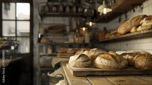 Pugliese bread in vintage baker shop