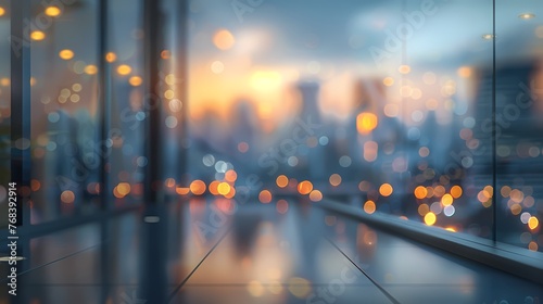 Abstract cityscape business center blurred with bokeh effect background, poster and wallpaper or banner