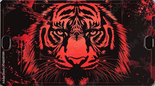 Elevate your cars appearance with this edgy license plate design featuring a black and red tiger print pattern.