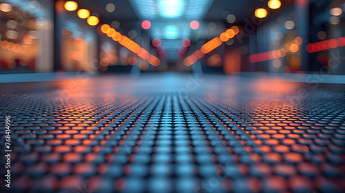 Closeup of Empty Table Surface with Abstract Blurred Trampoline Park Studio Background for Photo