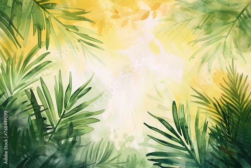 Palm sunday watercolor painting background.