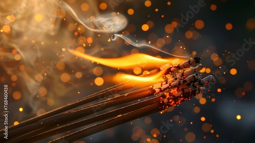 Burning Incense Sticks - Aromatic Escape in Macro Perspective