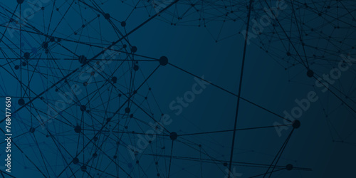 Blue network patterned background. Connection background with dots and lines. Connected polygons plexus vector background, digital data visualization. futuristic shape. Computer generated background.