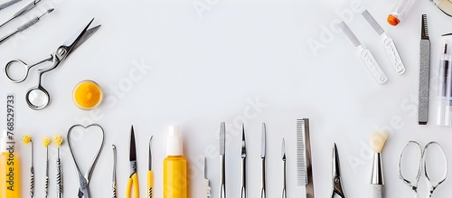Comprehensive Nail Care Tools Setup on a White Background